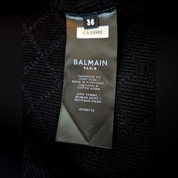 Balmain Woman Black Textured Monogram Knit Midi Skirt Size 36 (US 4-6) - Picture 5 of 12